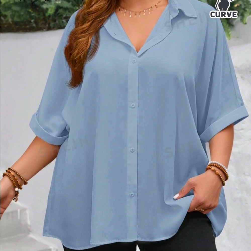 Oversized Short Sleeve Button Up
